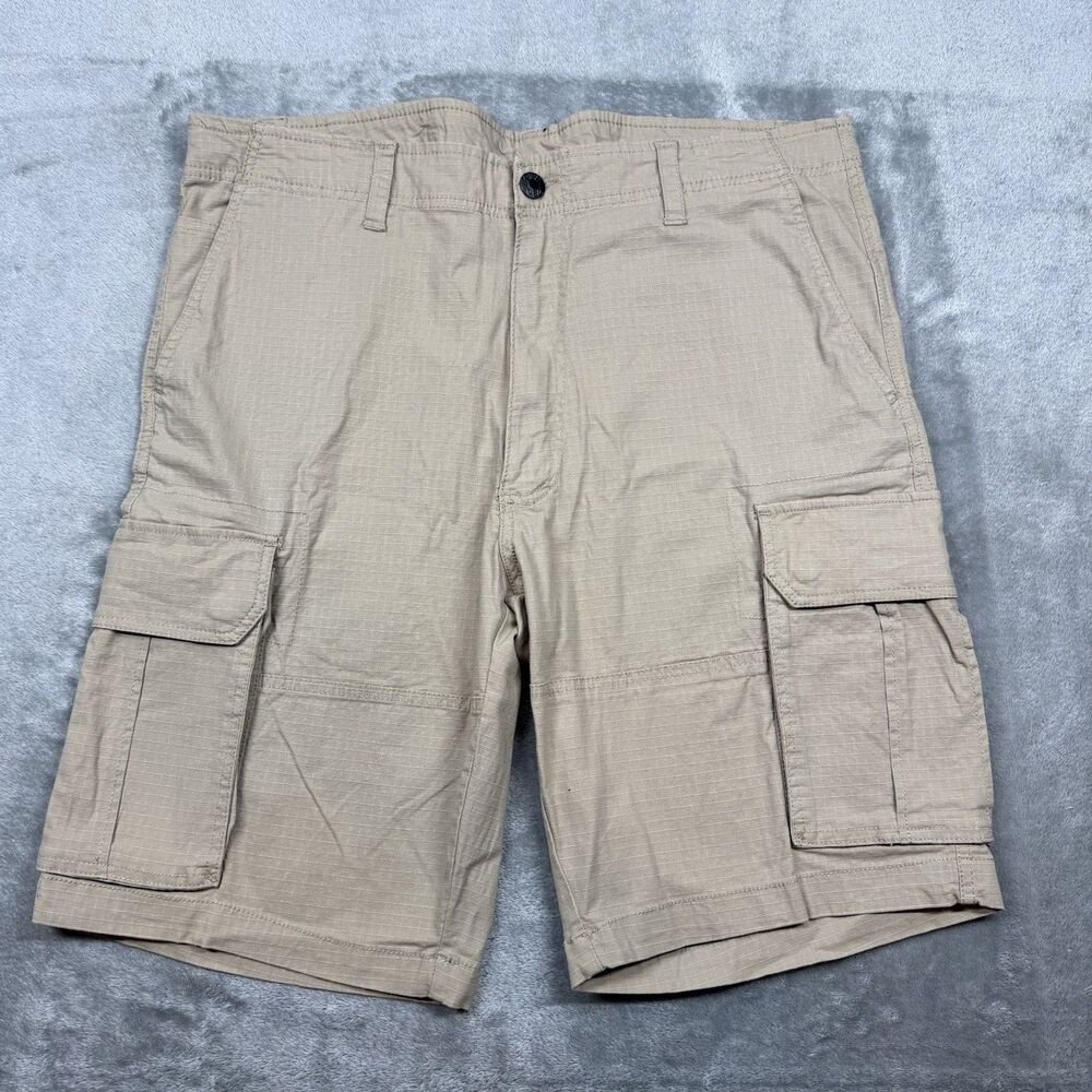 CSG Cargo Shorts Mens 40 Khaki Ripstop Flat Front Drawstring‎ Pockets Outdoor